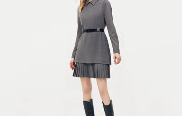 Wool Knit Vest Shirt Mini Dress Set (3)