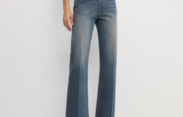 Mid Waist Bootcut Jeans-Blue (4)