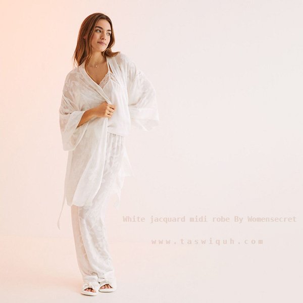 White jacquard midi robe By Womensecret 1