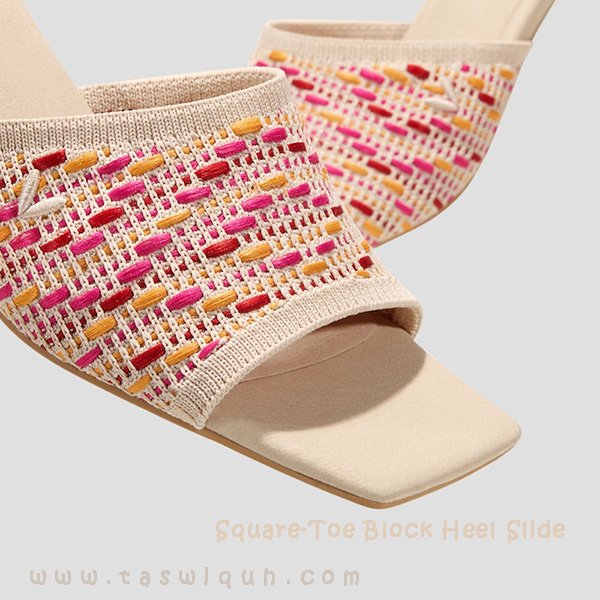 Square Toe Block Heel Slide 4