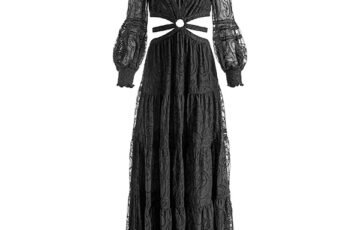 Alice Olivia Patrica Tiered Maxi Dress-Black (4)