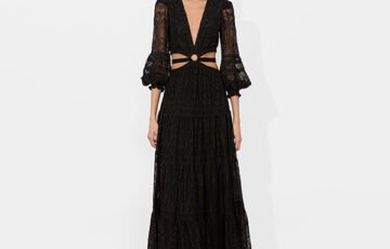 Alice Olivia Patrica Tiered Maxi Dress-Black (6)