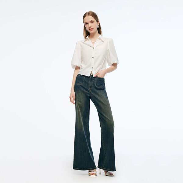 Denim High-Waist Flared Jeans