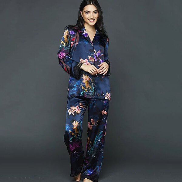 Silk Pajama Set-Dusk Print