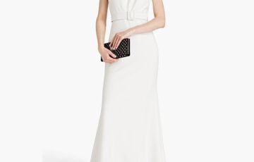 BADGLEY MISCHKA One-Shoulder Belted Gown (1)