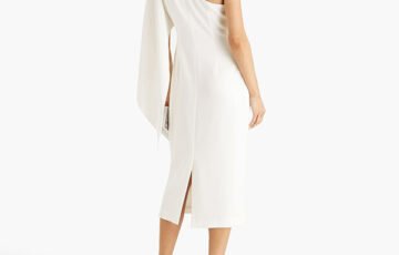 BADGLEY MISCHKA One-Sleeve Crepe Dress (2)