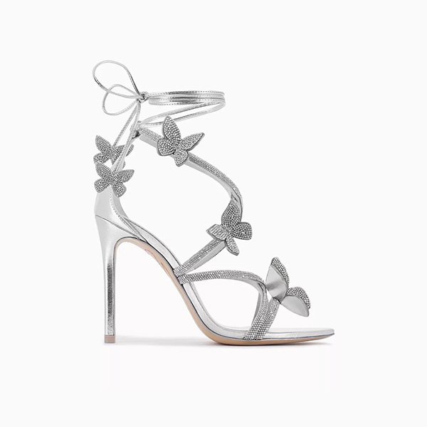 Vanessa 100 Crystal embellished Sandals in Metallic leather 4