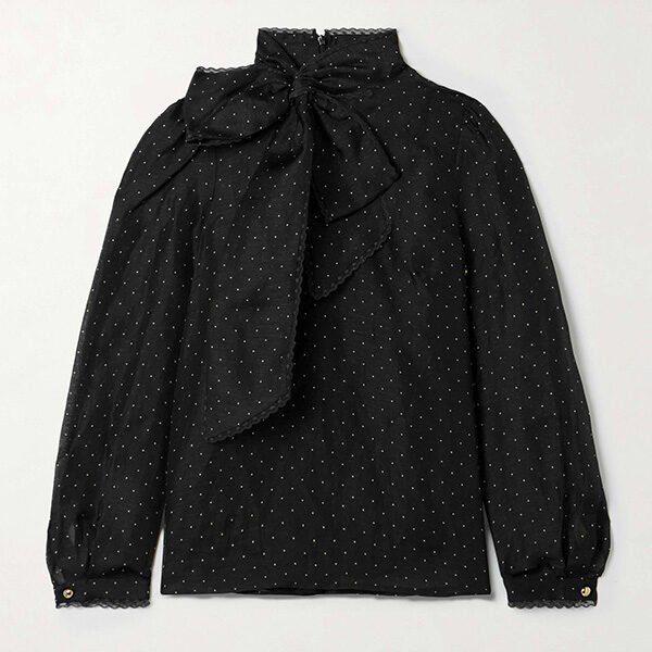 Elegant Zimmermann Polka Dot Pussybow Blouse