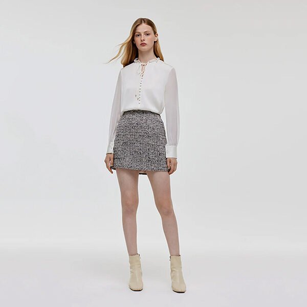 22 Momme Silk Ruffle Blouse–White