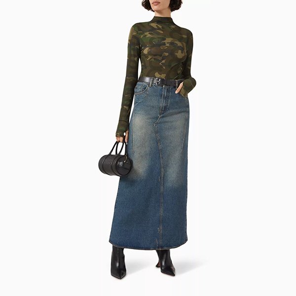 MARC JACOBS Fluted Maxi Skirt in Denim 1