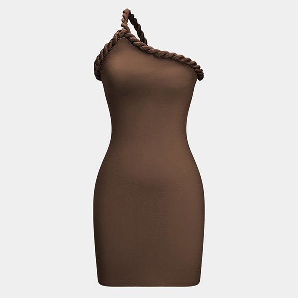 Pleated One Shoulder Mini Dress