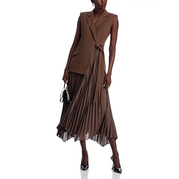 SIMKHAI Helena Combo Blazer Dress-Cocoa