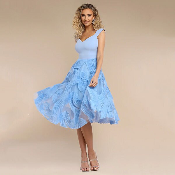 Goddiva A-Line Midi Dress-Blue