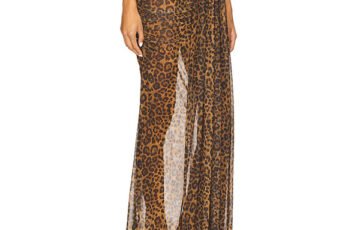 Lapointe Leopard Mesh Draped Skirt (4)