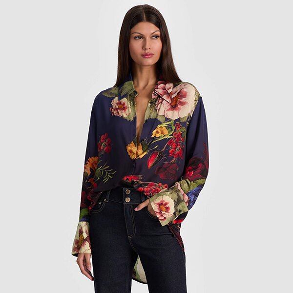 Alice Olivia Finely Oversized Floral Shirt (4) Alice Olivia Finely Oversized Floral Shirt