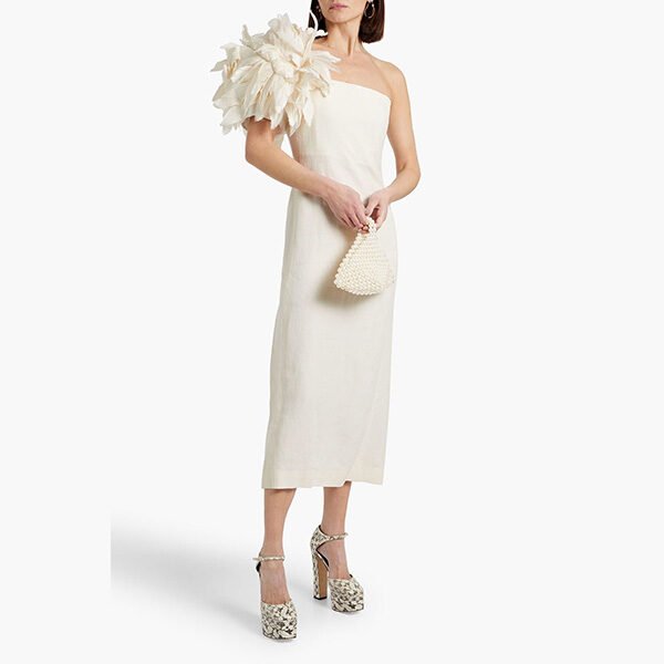 CHLOÉ One-Shoulder Organza Linen Dress (1) CHLOÉ One-Shoulder Organza Linen Dress