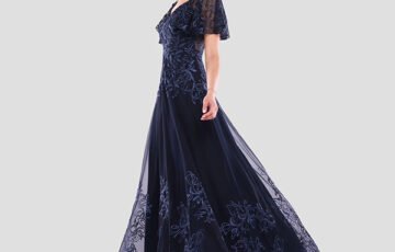 Goddiva Navy Embroidered Maxi Dress (5)