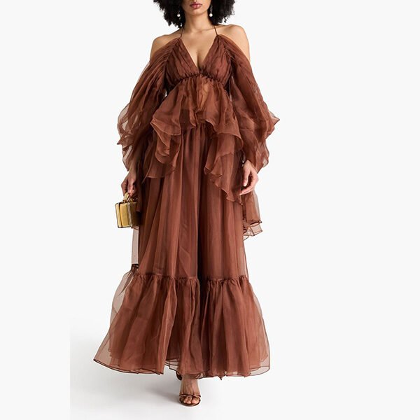 ZIMMERMANN Gathered Silk-Organza Maxi Skirt