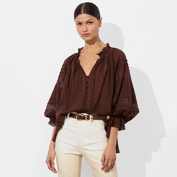 Alice Olivia Josephine Blouse in Mocha