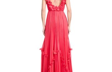 BCBGMAXAZRIA Shirring Ruffle Gown-Dahlia (4)