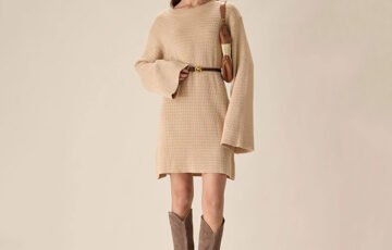 Beige Drop Shoulder Sweater Dress (1)