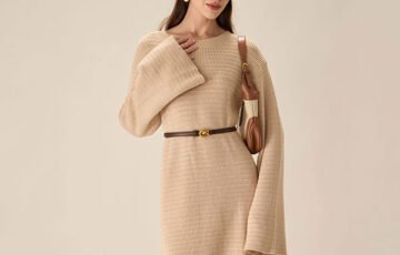 Beige Drop Shoulder Sweater Dress (3)