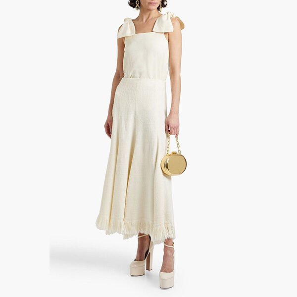 CHLOÉ Bow-Detailed Linen Canvas Top (1) CHLOÉ Bow-Detailed Linen Canvas Top
