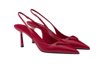 Prada Saffiano Slingback Pumps-Cherry Red (1)