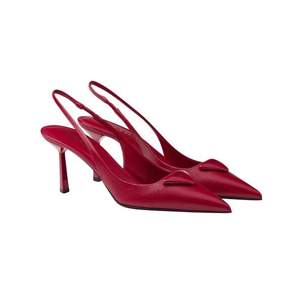 Prada Saffiano Slingback Pumps-Cherry Red
