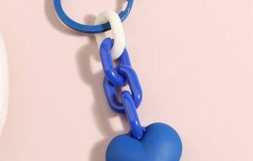 Black Blue Heart Chain Car Key Ring Ornament (5)