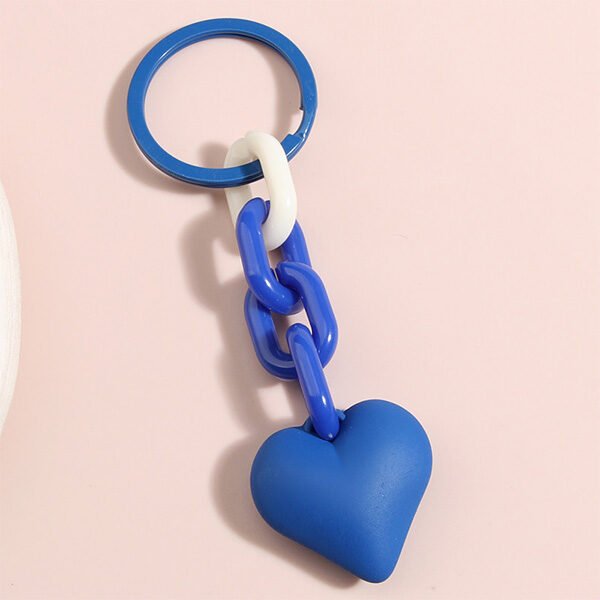 Black Blue Heart Chain Car Key Ring Ornament