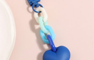 Black Blue Heart Chain Car Key Ring Ornament (6)