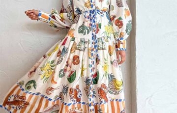 Print Holiday Women Beach Dress With Belts (6)