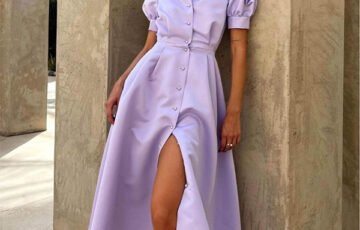 Solid Color Evening Party Casual A Line Dress (3)