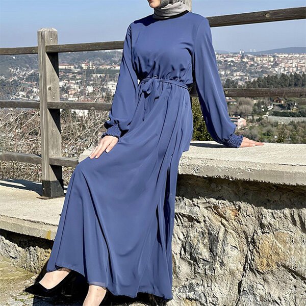 Tied Long Chiffon Womens Dress