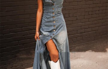 Washed Distressed Large Swing Dress (1)