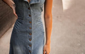 Washed Distressed Large Swing Dress (4)