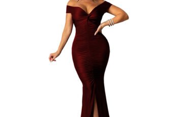 Fashion Large V-neck Tight Micro-wrinkle Dress (6)