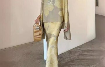 Floral Print High Waist Slim Fit Loose Outfit (1)