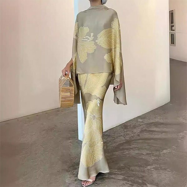 Floral Print High Waist Slim Fit Loose Outfit