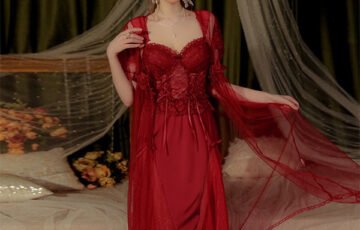 French Lace Backless V-Neck Strap Nightdress (1)