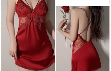 Ice Silk Slip Nightdress and Gown Set (8)