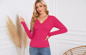 Womens Deep U Crisscross Long-Sleeve Top (3)