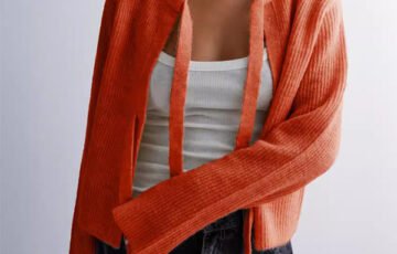 Womens Drawstring Loose Cardigan Sweater (4)