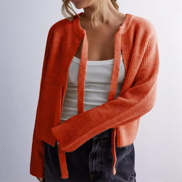 Womens Drawstring Loose Cardigan Sweater