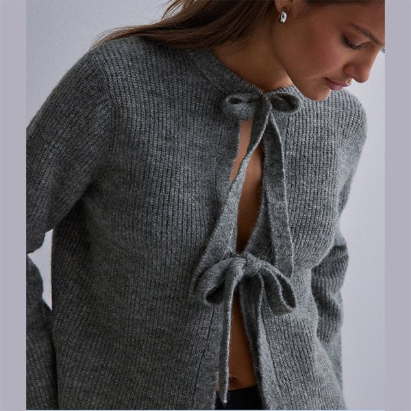 Womens Drawstring Loose Cardigan Sweater 6