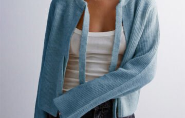 Womens Drawstring Loose Cardigan Sweater (7)