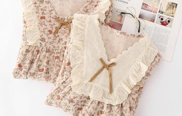 Womens French Loose Long-Sleeve Cotton Pajamas (8)
