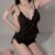 Womens V-neck Slim-fit Pajama Shorts Set - Image 2