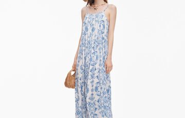 Floral Print Pleated Maxi Dress-Ethnic Blue (1)